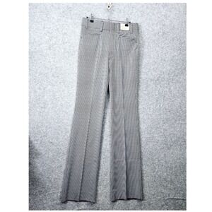 Vintage 80s Houndstooth Pants Womens S Blue White Flared‎ Retro Mod Prep 30/37